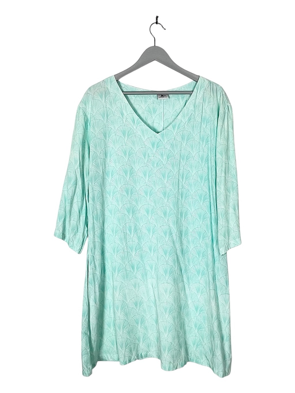 Lost RiverTurquoise‎ Rayon tunic XL 3/4 Sleeve Aqua shell gingko design